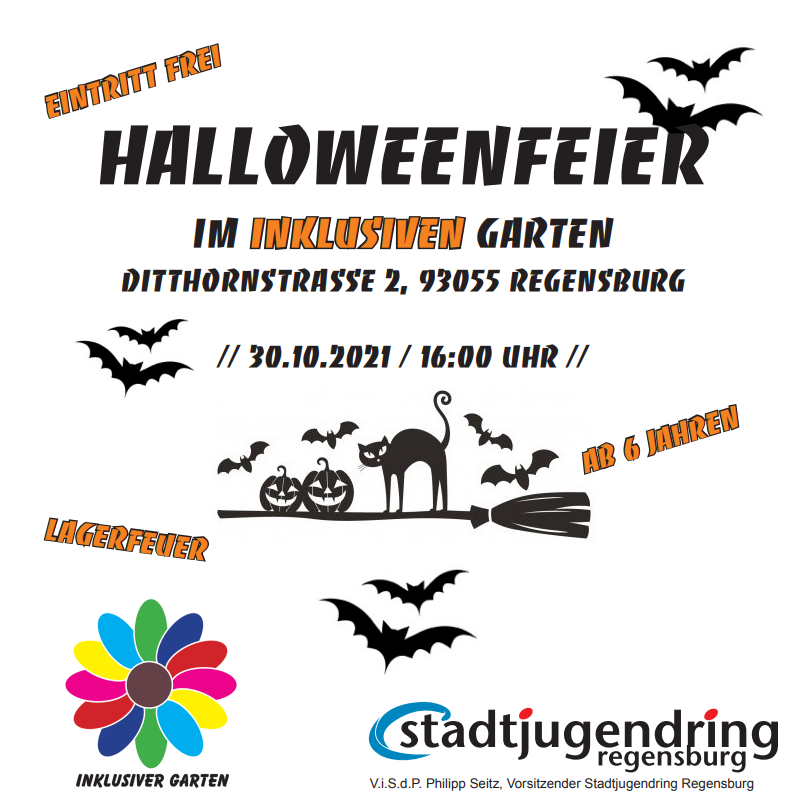 Flyer für die Halloween-Feier mit Einladungstext und Halloween-Symbolen